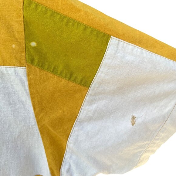 NYC74 Mens 2XL Patchwork Shirt & Pants Set Yellow Olive White Cotton Linen READ - Picture 3 of 9